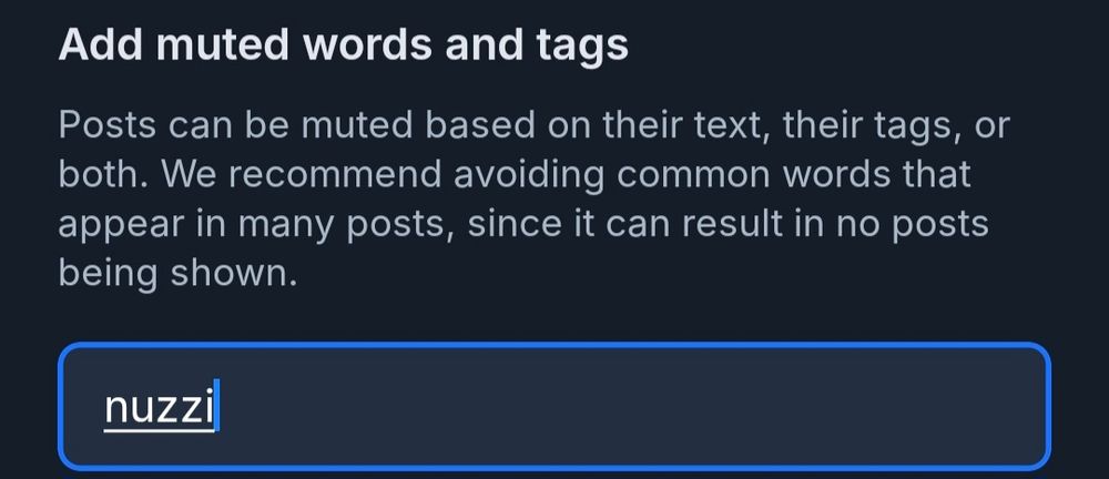 Add muted words and tags: "nuzzi"