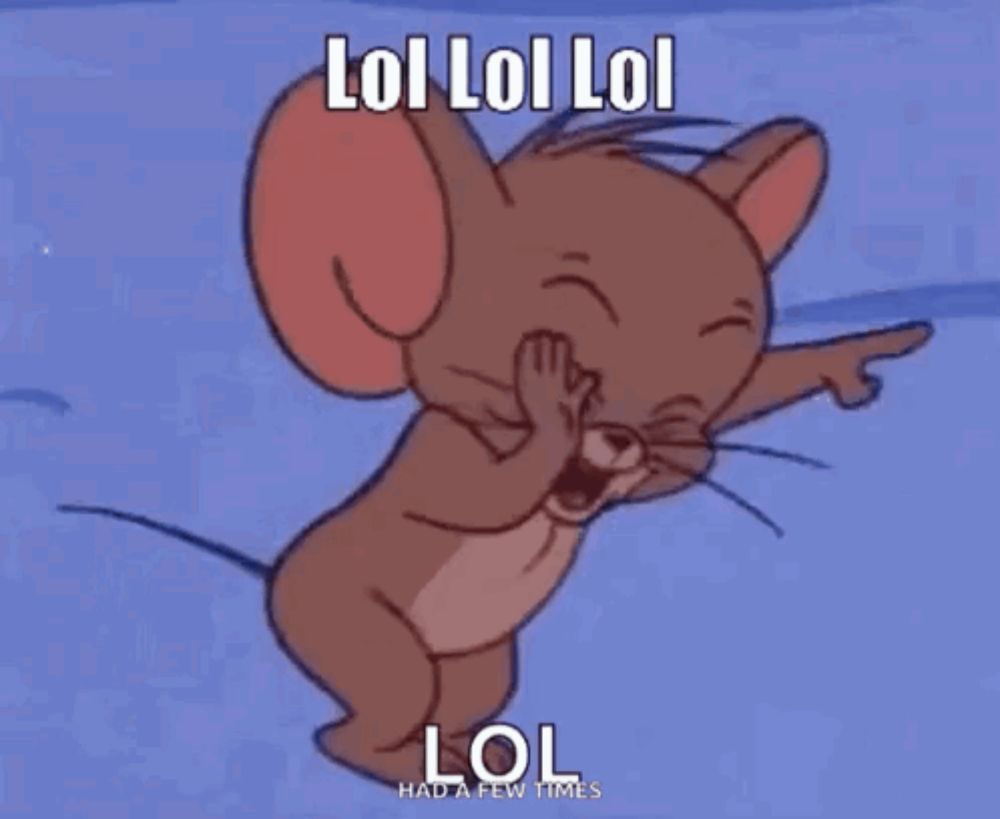 jerry from tom and jerry is laughing while covering his mouth .