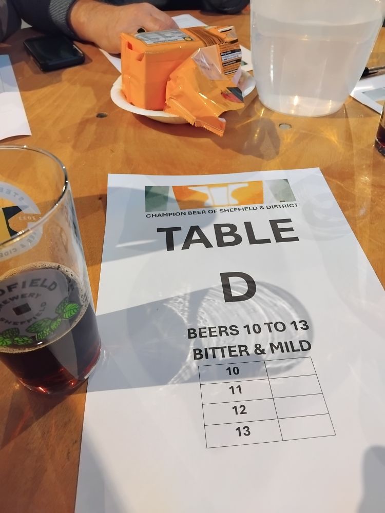A beer festival judging sheet with "Bitter & Mild" in large letters