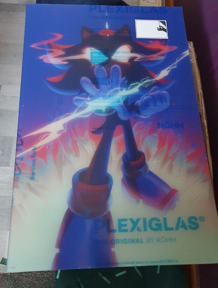 Plexiglass Shadow The Hedgehog art piece.