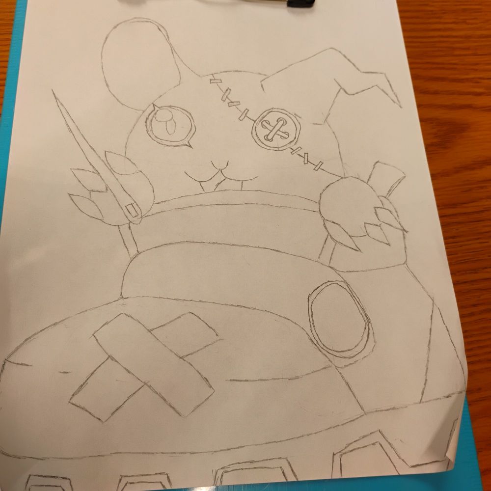 Pencil Drawing Shoemon from Digimon Liberator 