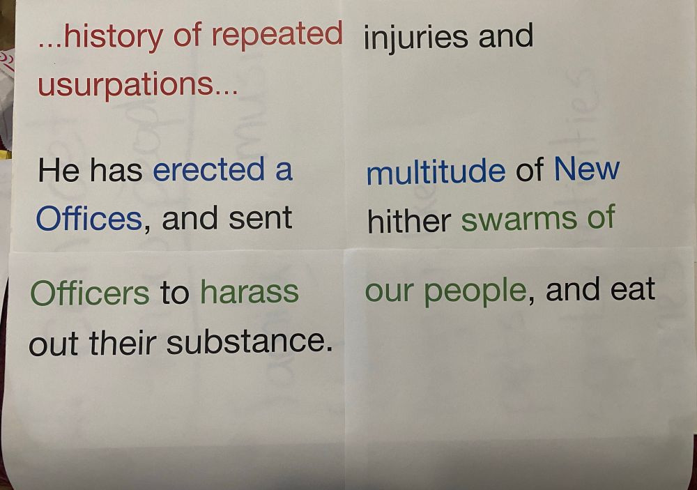 …history of repeated injuries and usurpations…

He has erected a multitude of New Offices, and sent hither swarms of Officers to harass our people, and eat out their substance.
