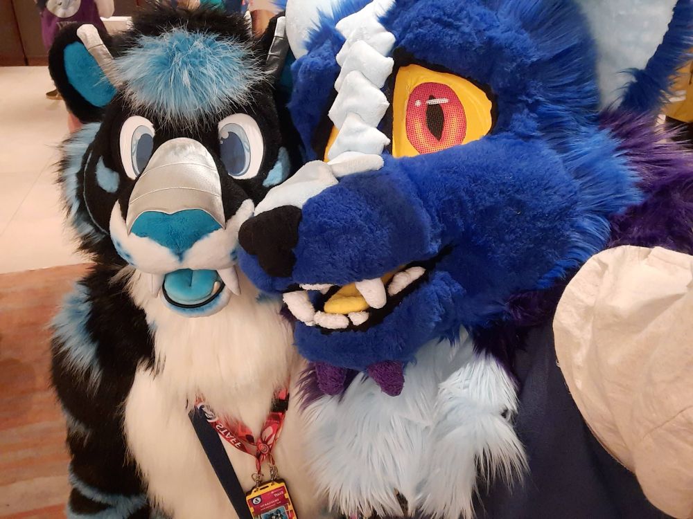 Fursuit selfies at the Dragon meet at ConFuzzled 2025