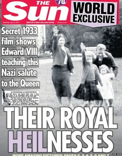 Image from the kakistocractic/fascist tabloid rag The Scum showing the UK royals acting naturally by giving Nazi salutes. 

Spent most the 20th century pretending to be democrats while parasiting off the British working class.