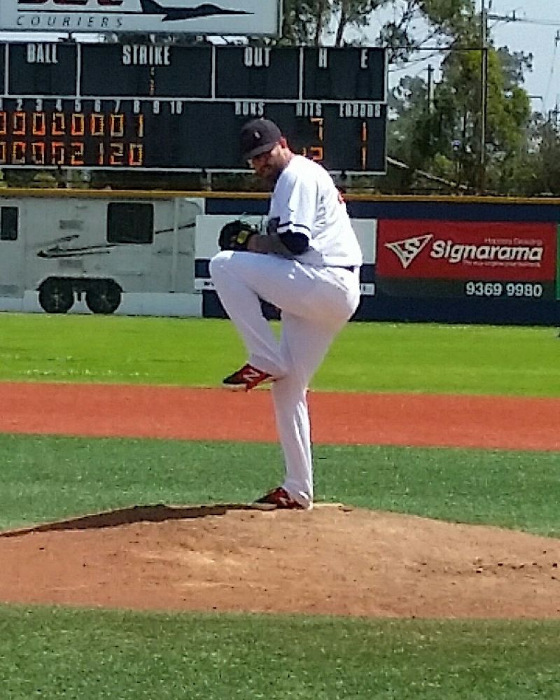Peter Moylan, former Atlanta Braves pitcher. Pitching for his hometown Australian team the Melbourne Aces.