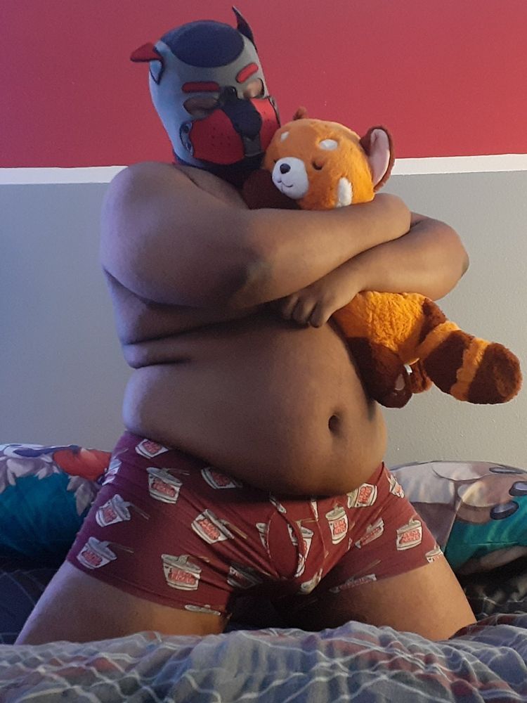 A picture of me hugging my favorite little plush, Tohfu! Will make frequent cameos in my posts 🤣