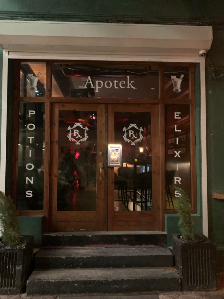 Entrance to bar where you have to ring a buzzer to be let in.