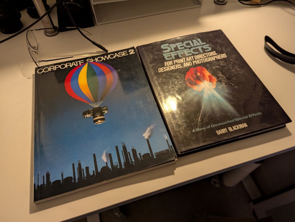 Two books on a white table. 'Corporate Showcase 2' and 'Special effects for print art directors, designers and photographers'