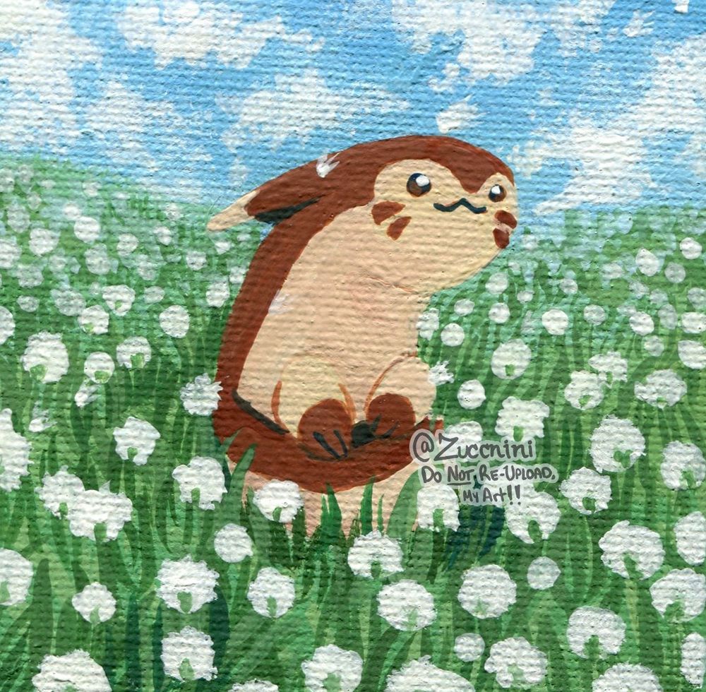 Mini Canvas painting of the pokemon Furret