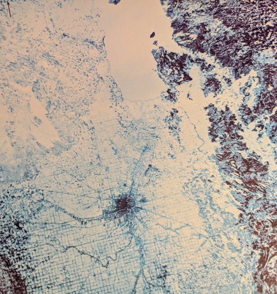 Landsat image of a city in winter. 