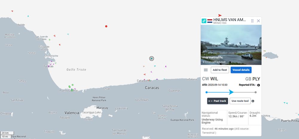 HNLMS VAN AMSTEL IMO: 4601034 of the Royal Netherlands Navy currently sailing about 50km off the coast of Caracas Venezuela.