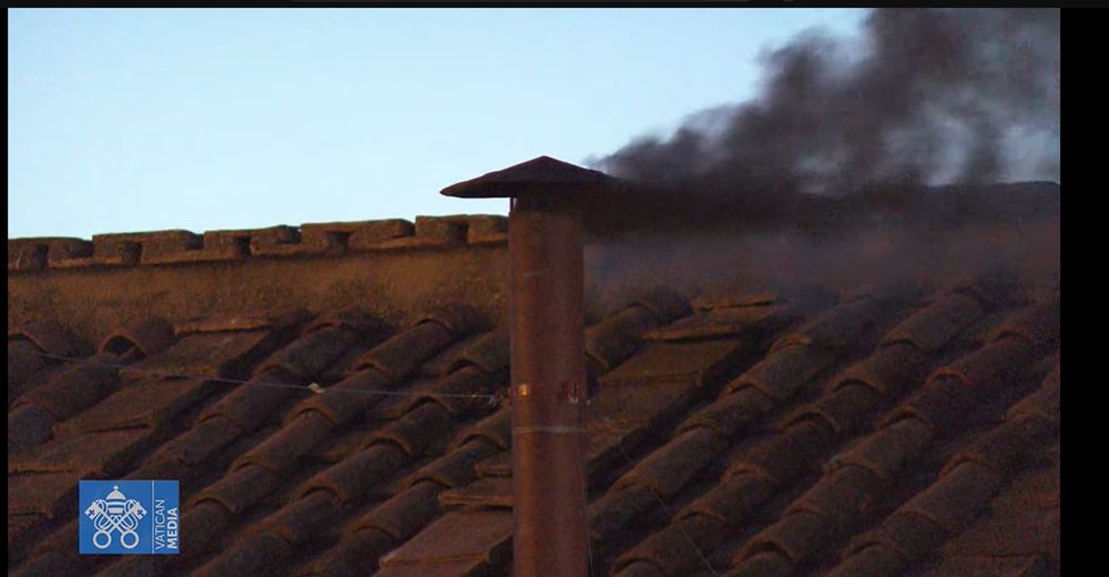 Black smoke from the first election in conclave. 
