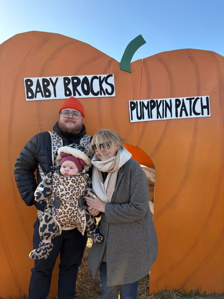 A windy scene at the pumpkin patch. 