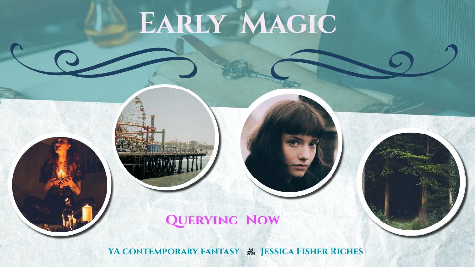 EARLY MAGIC; images: a young woman doing a ceremony, a beach boardwalk, a teen girl, a forest