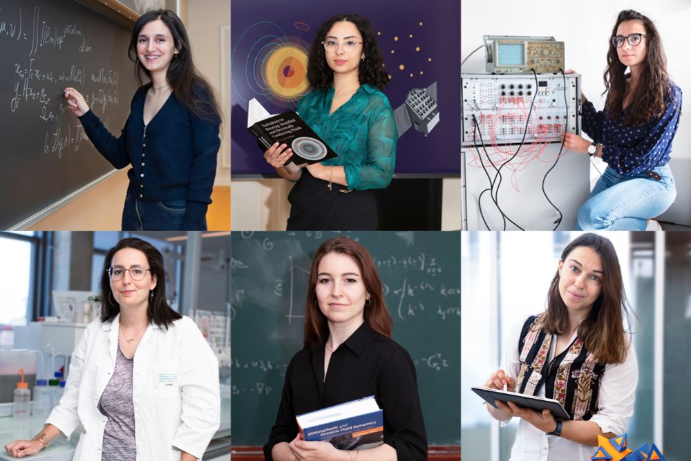 © Fondation L’Oréal
De haut en bas et de gauche à droite : 
- Nawel Arab, doctorante au laboratoire Systèmes et applications des technologies de l'information et de l'énergie (SATIE - CNAM/CNRS/CY Cergy Paris Université/ENS Paris-Saclay/Université Paris-Saclay/Université Gustave Eiffel)
- Leïla Bessila, doctorante au laboratoire Astrophysique, instrumentation, modélisation (AIM - CEA/CNRS/Université Paris Cité)
- Manon Blanc, doctorante au Laboratoire interdisciplinaire des sciences du numérique (CNRS/Université Paris-Saclay/CentraleSupélec/Inria) et au Laboratoire d'informatique de l'École polytechnique (LIX - CNRS/École polytechnique)
-  Léa Chocron, doctorante au laboratoire Photophysique et photochimie supramoléculaires et macromoléculaires (PPSM - CNRS/ENS Paris-Saclay)
- Julie Meunier, doctorante au Service de physique de l'état condensé (SPEC - CEA/CNRS)
- Polina Perstneva, post-doctorante au Centre de mathématiques appliquées (CMAP - CNRS/École polytechnique/Inria)