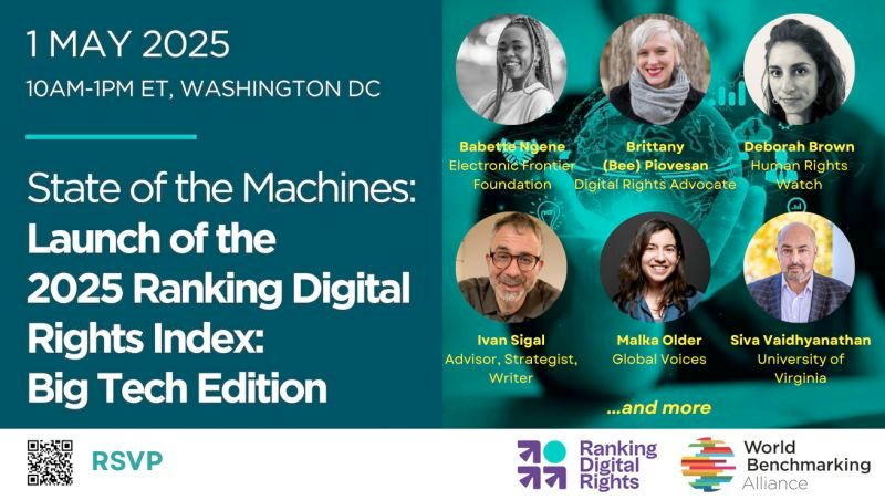  Poster for launch event for the 2025 RDR Index: Big Tech Edition May 1