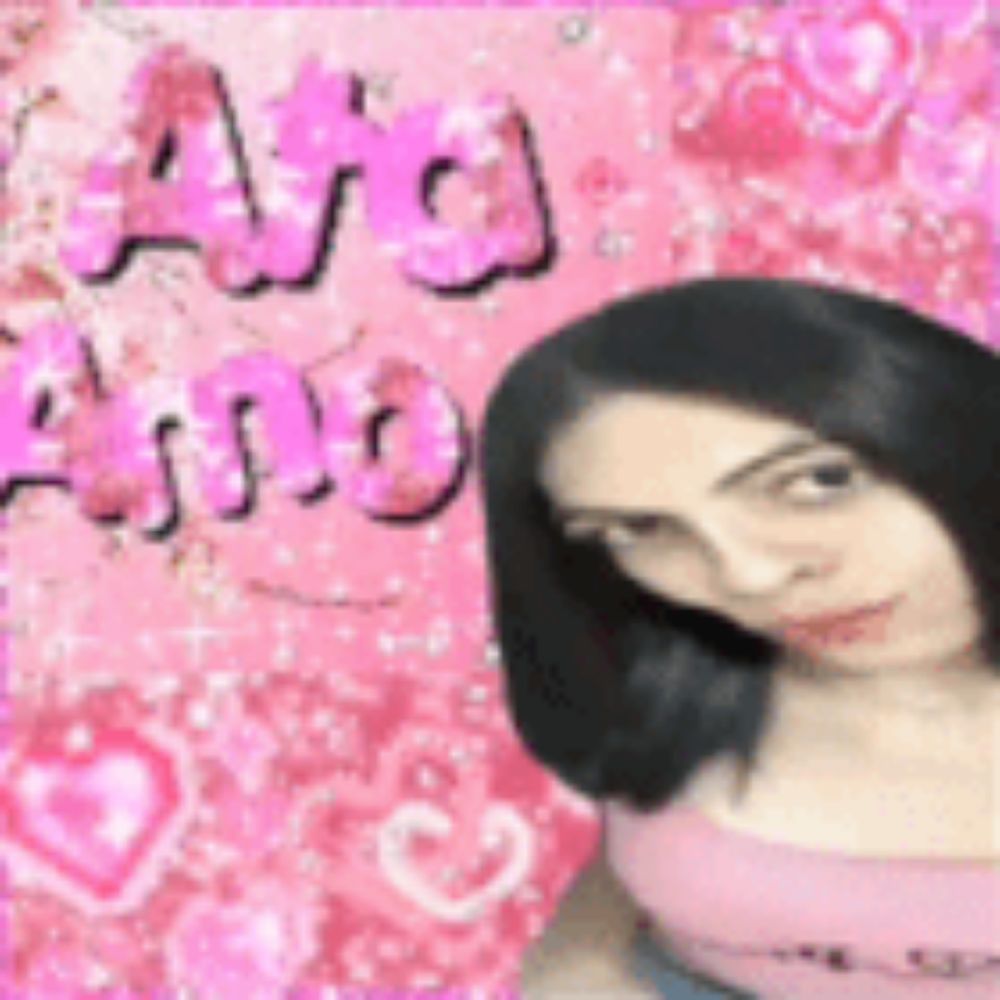 a woman in a pink shirt is standing in front of a pink background with hearts and the words ara amo