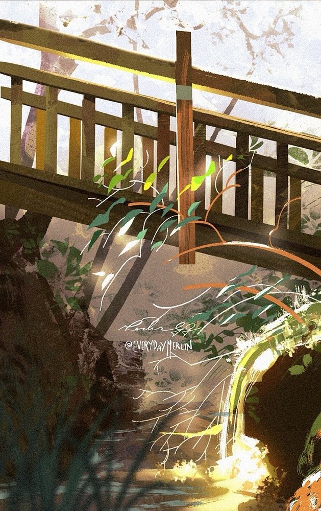 sketch of a wooden bridge 