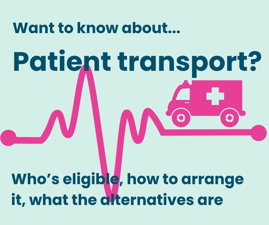 A bright pink 'heartbeat' line, with a pink ambulance travelling on it from right to left. The background is very pale duck egg blue. 