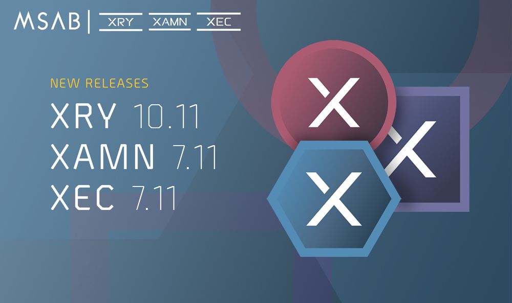 Now available: XRY 10.11, XAMN 7.11, and XEC 7.11