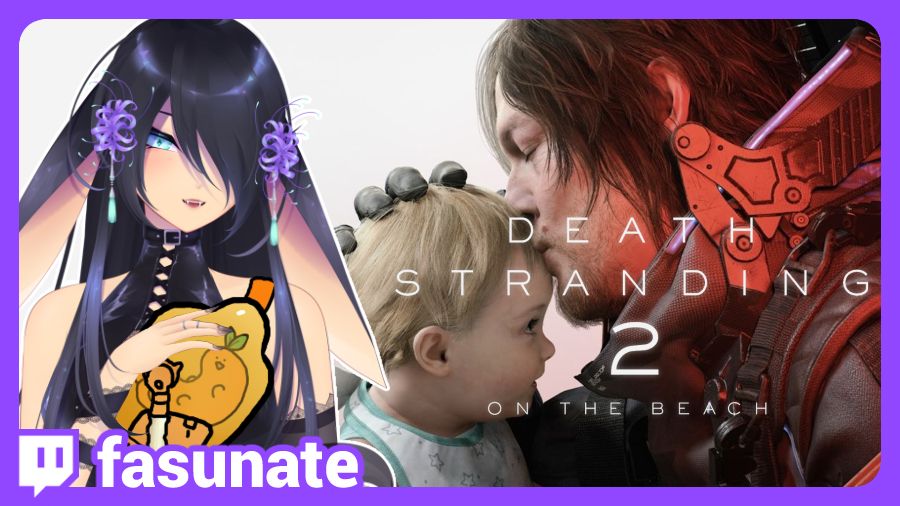 fasunate, along with their best friend Mao, are playing Death Stranding 2: On the Beach. Death Stranding 2 is the sequel of Hideo Kojima's original series, focused as a walking simulator in a post-apocalyptic setting. fasunate's model is holding a representation of their friend Mao, whose design is a play on the BB pods in Death Stranding.
