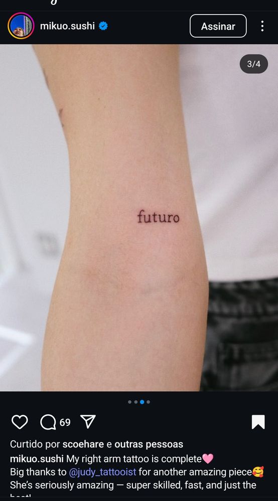 imagem: japonesa com tatuagem de "futuro".