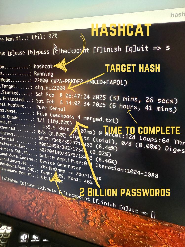 Output of hashcat status
