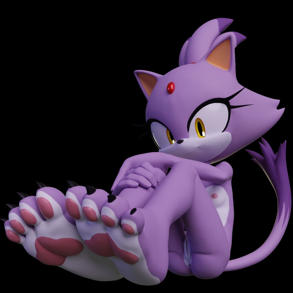 Blaze the Cat nude, taking a seat. This is with the new feet style, paws on full display.