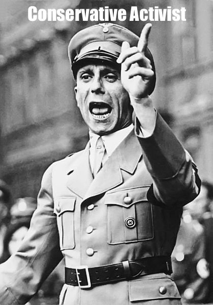 Photo of Joseph Goebbels with the caption "conservative activist"