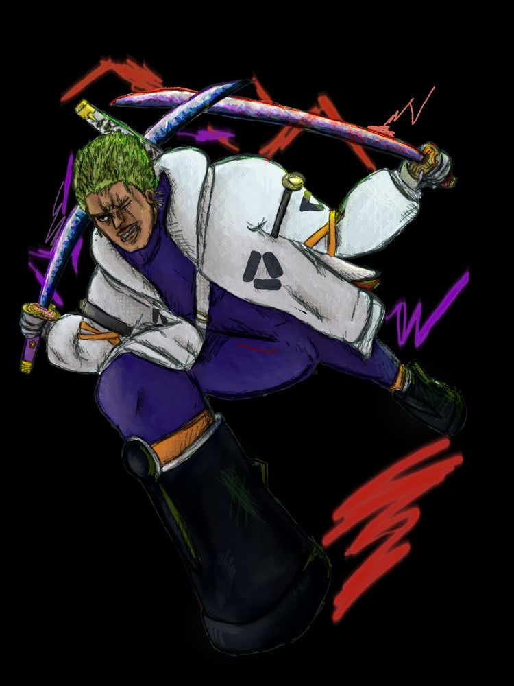 The same Zoro as the previous picture, without a background.