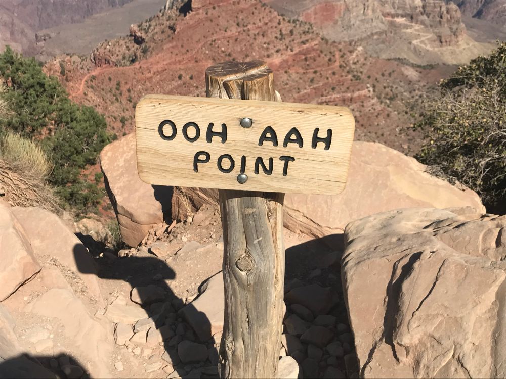 Trail sign that says OOH AAH POINT 