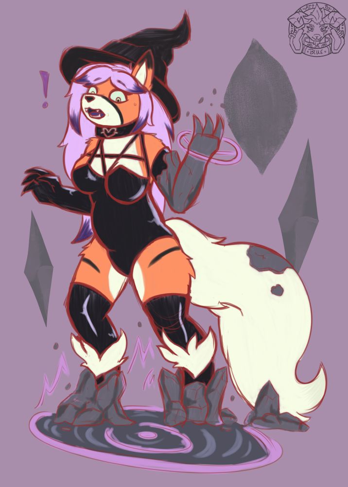 And Arcanine witch seeming shocked that they're being coated in stone - how could that spell possibly have gone wrong? Colored sketch example.