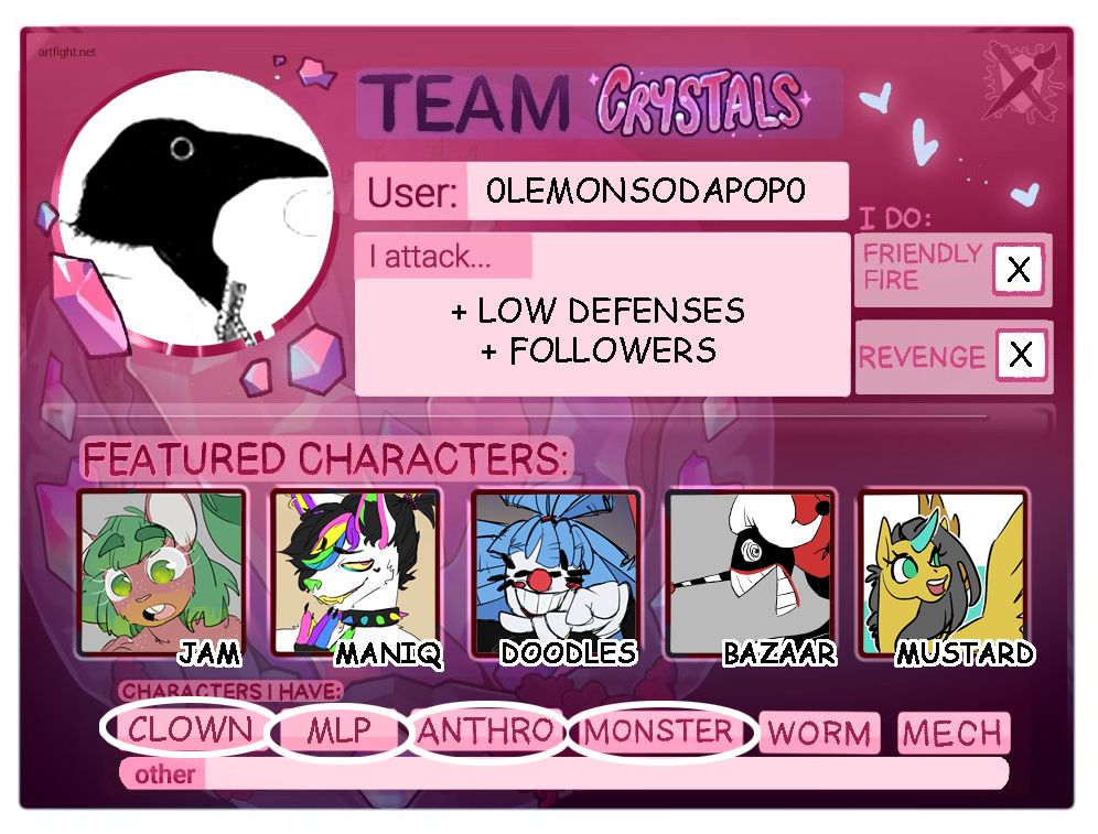 Team Crystals art card for 0LemonSodaPop0