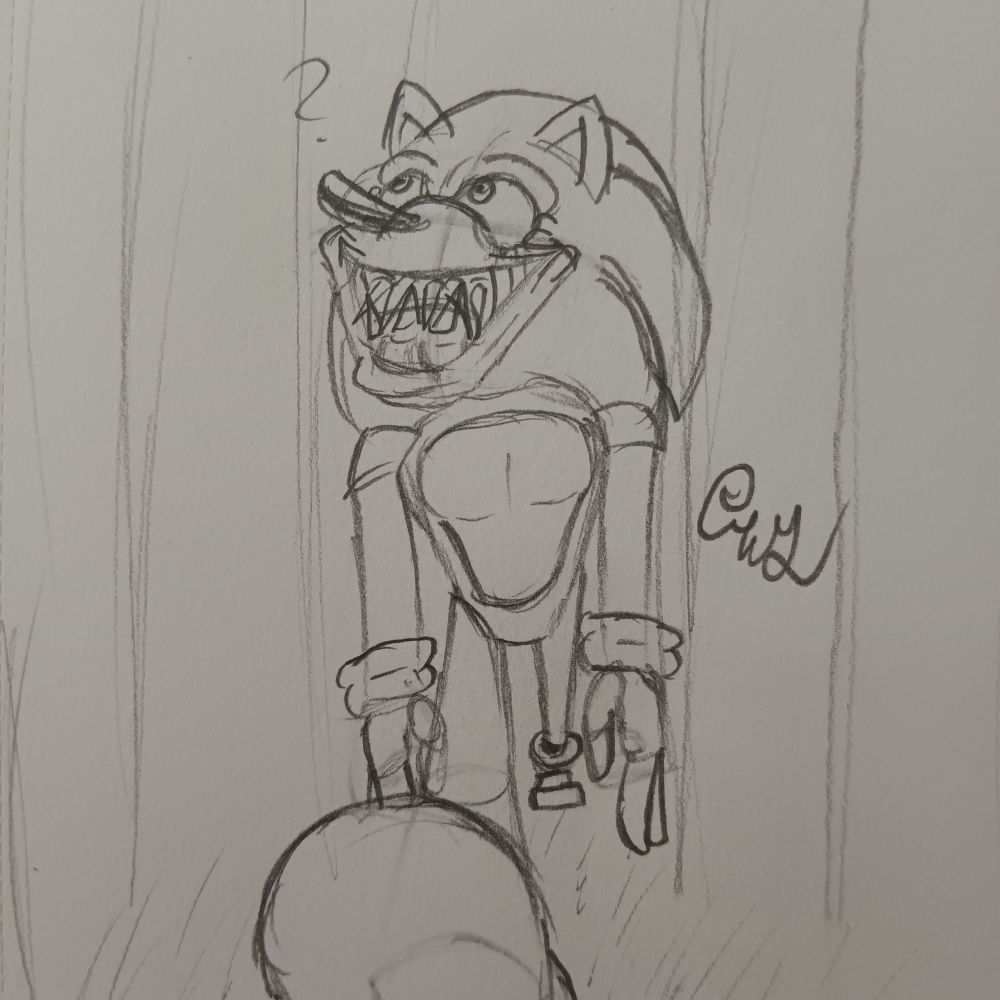 This starts when X discovers a mysterious blue forest in his world (this was while he was still "morphing" the world to his liking) and, being the curious being he is, decides to explore this forest. Soon, he meets a strange figure, that of a blue hedgehog with a human mask, residing in these darkened woods. This figure zipped up to X to shake his hand, for he had been waiting for somebody to make friends with... somebody to PLAY with... X happily obliged, though his intentions were far from innocent. He asked this figure if he wanted to play "hide & seek," and being the friendly type he is, he agreed to play said game. 