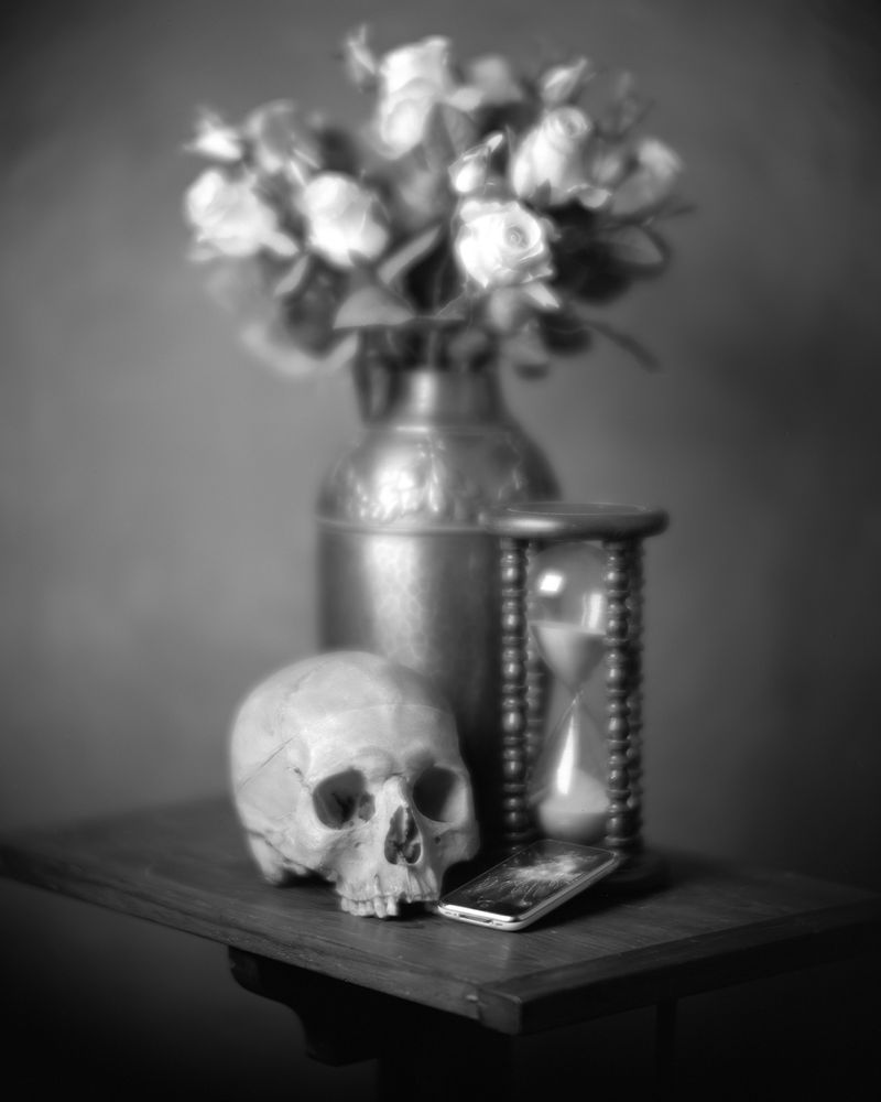 a still life on large format film shot with an Hermagis Eidoscope lens