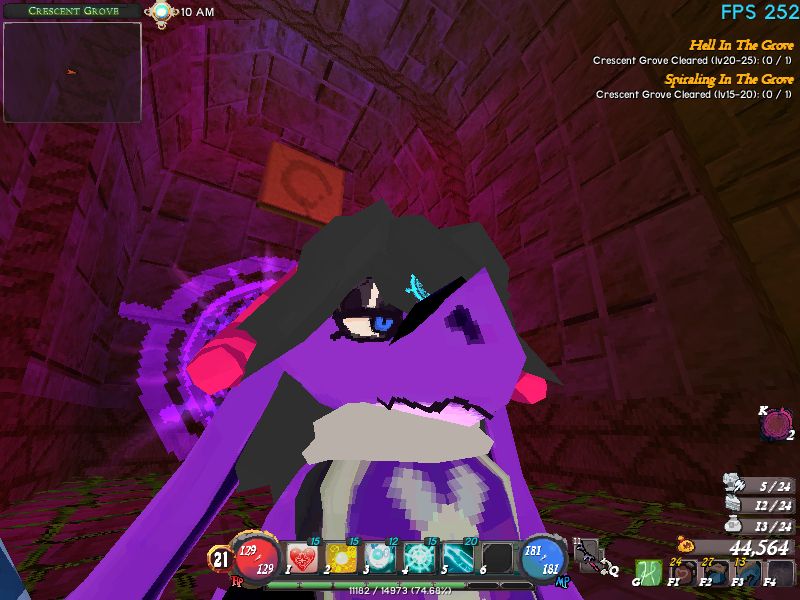 screenshot from atlyss: a purple kubold staring into the camera looking annoyed