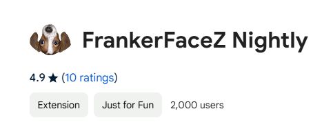A screenshot of the Chrome Web Store page for the extension FrankerFaceZ Nightly, showing that the extension has 2,000 users.