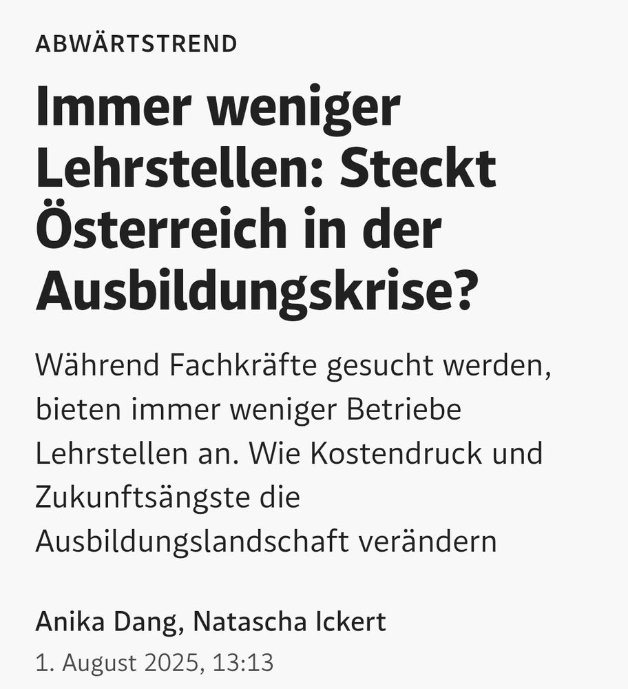 Immer weniger Lehrstellen: Steckt Österreich in der Ausbildungskrise?
Während Fachkräfte gesucht werden, bieten immer weniger Betriebe Lehrstellen an. Wie Kostendruck und Zukunftsängste die Ausbildungslandschaft verändern