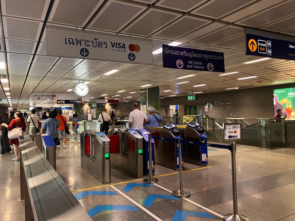 Two exit gates only for Visa and Mastercard. Two exit gates for all cards and tokens.