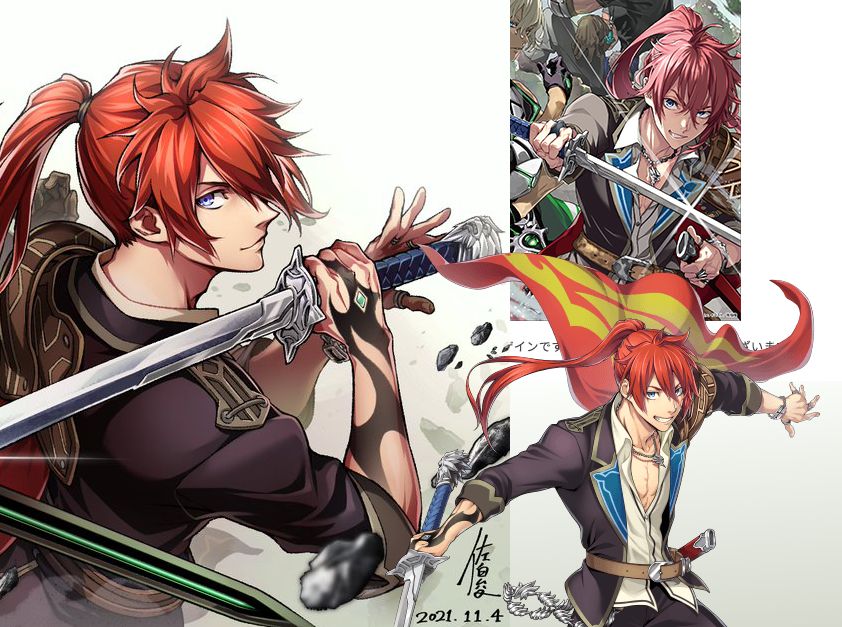 A collage of various Leo Fourcade illustrations drawn by the Tales of Luminaria character designer, Shun Saeki