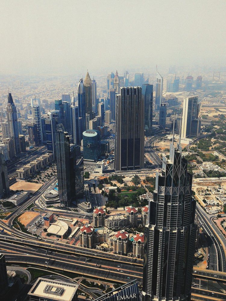 Sky view of downtown dubai area