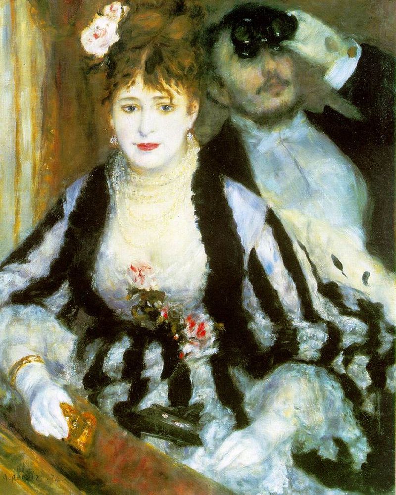 La loge, oil by Pierre-Auguste Renoir (1874) 