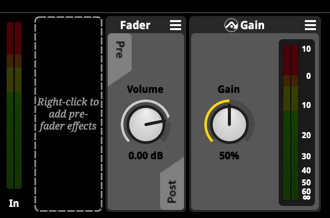 picture of the same gain effect in fmod studio a game audio middleware