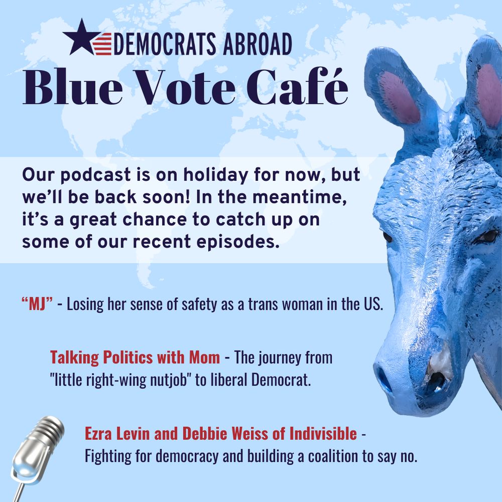 Graphic with a blue donkey and text that says 