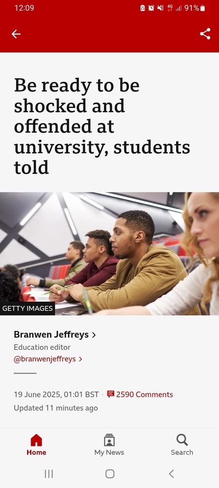 BBC headline: be ready to be shocked and offended at university, students told.