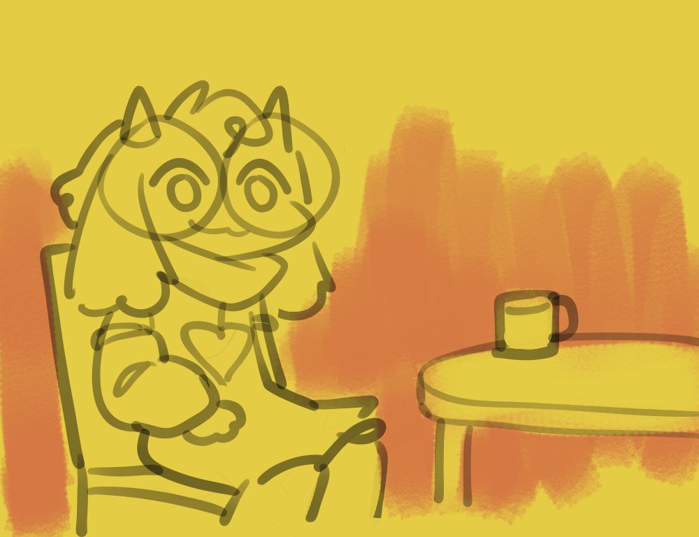 Ralsei is sitting calmly in a burning room.