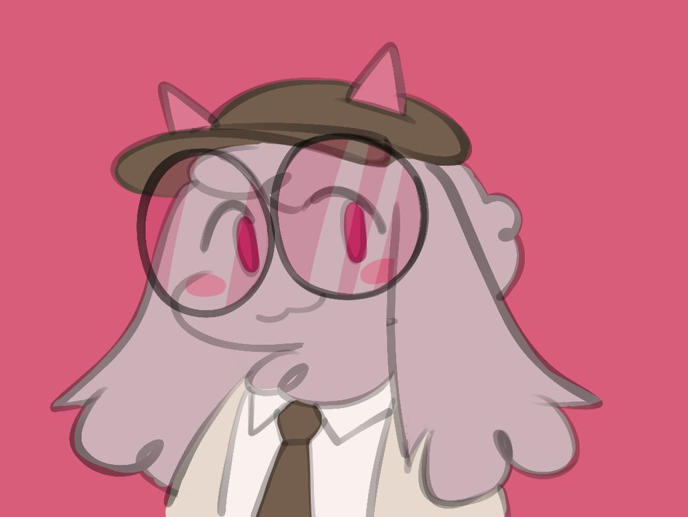 Ralsei wearing a cap with a white suit and tie.