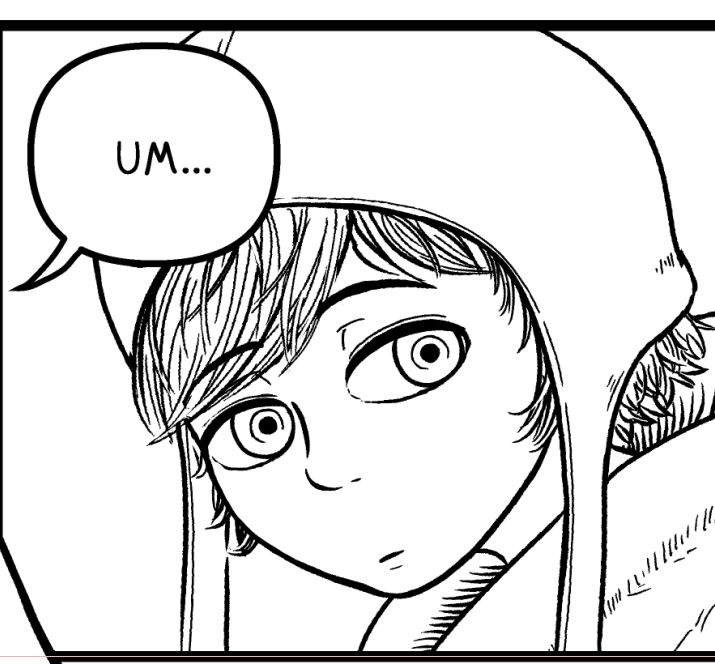 lineart of Charly from the webcomic key_blank