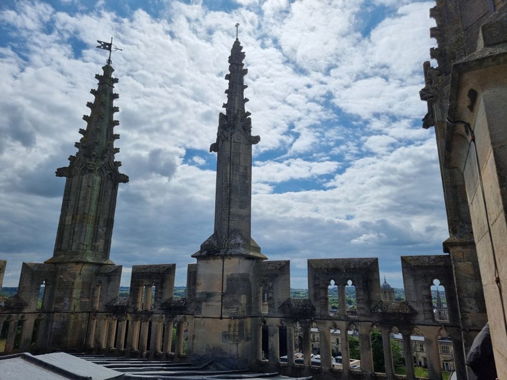 Two spires of the Merton Chapel Tower