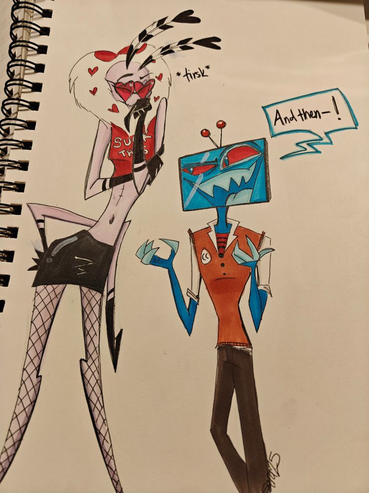 High school AU versions of Vox and Valentino from Hazbin Hotel animation series. 